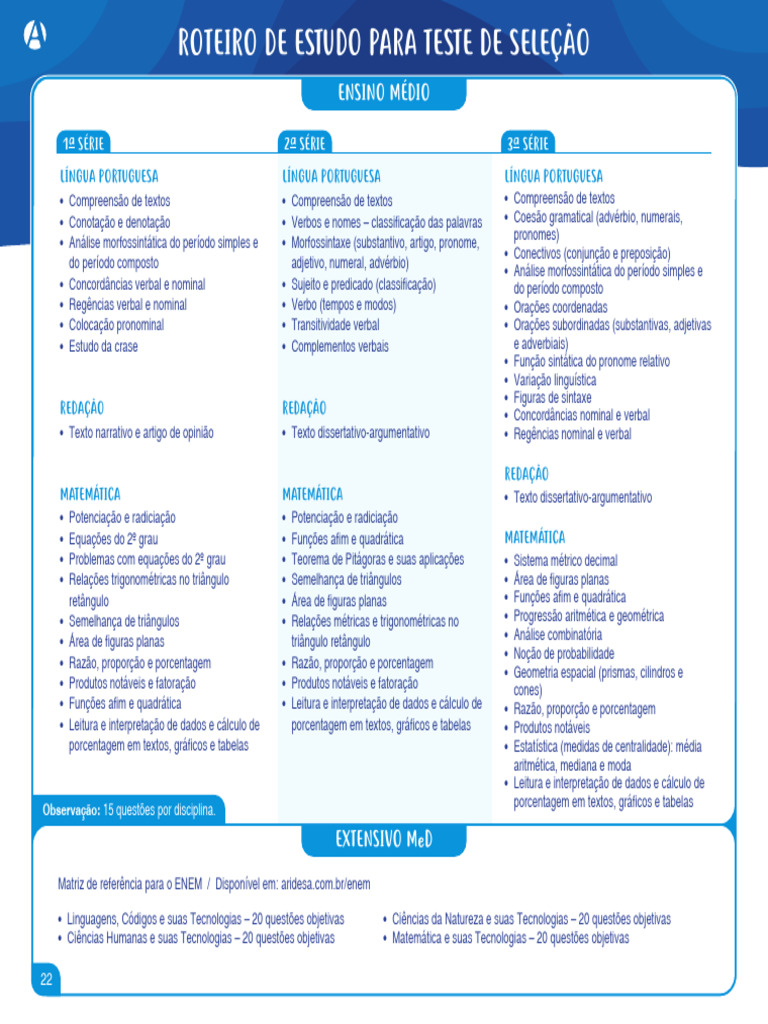Roteiro de Estudo para Seleção ENEM | PDF | Pronome | Morfologia ...