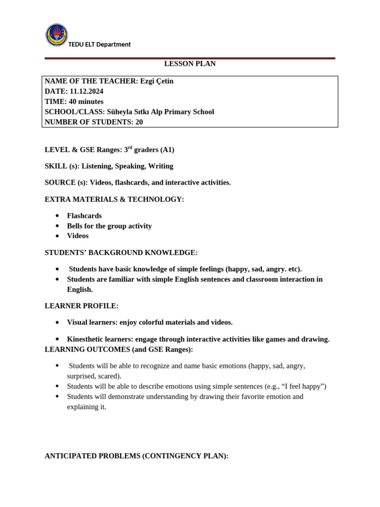 LESSON PLAN 3-E | PDF | Learning | Lesson Plan