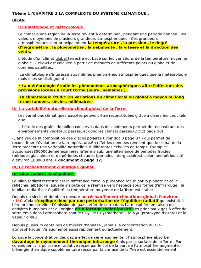 Complexité du Système Climatique | PDF | Effet de serre | Atmosphère de ...