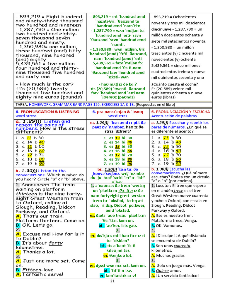 Inglés para Principiantes 21-25 | PDF