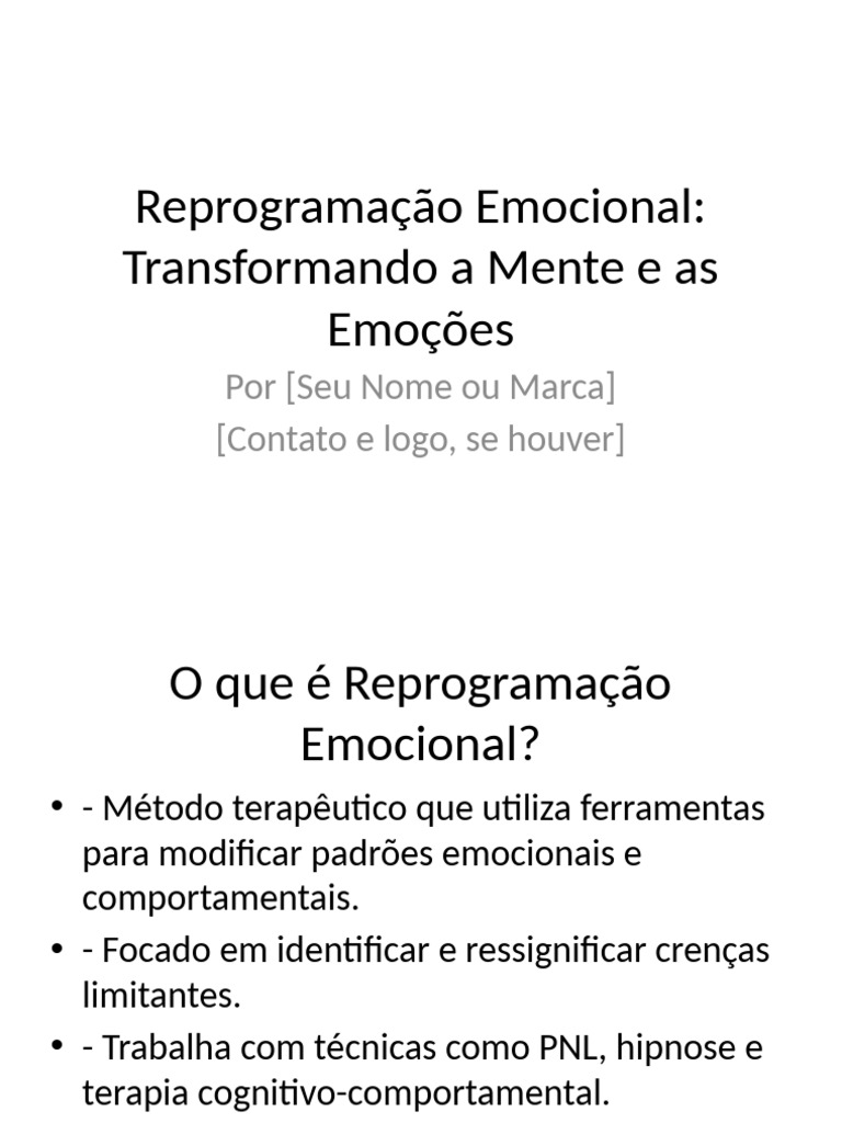 Reprogramação Emocional: Transforme Sua Mente | PDF