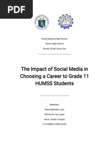 The Impact of Social Media in Choosing a Career to Grade 11 HUMSS Students
