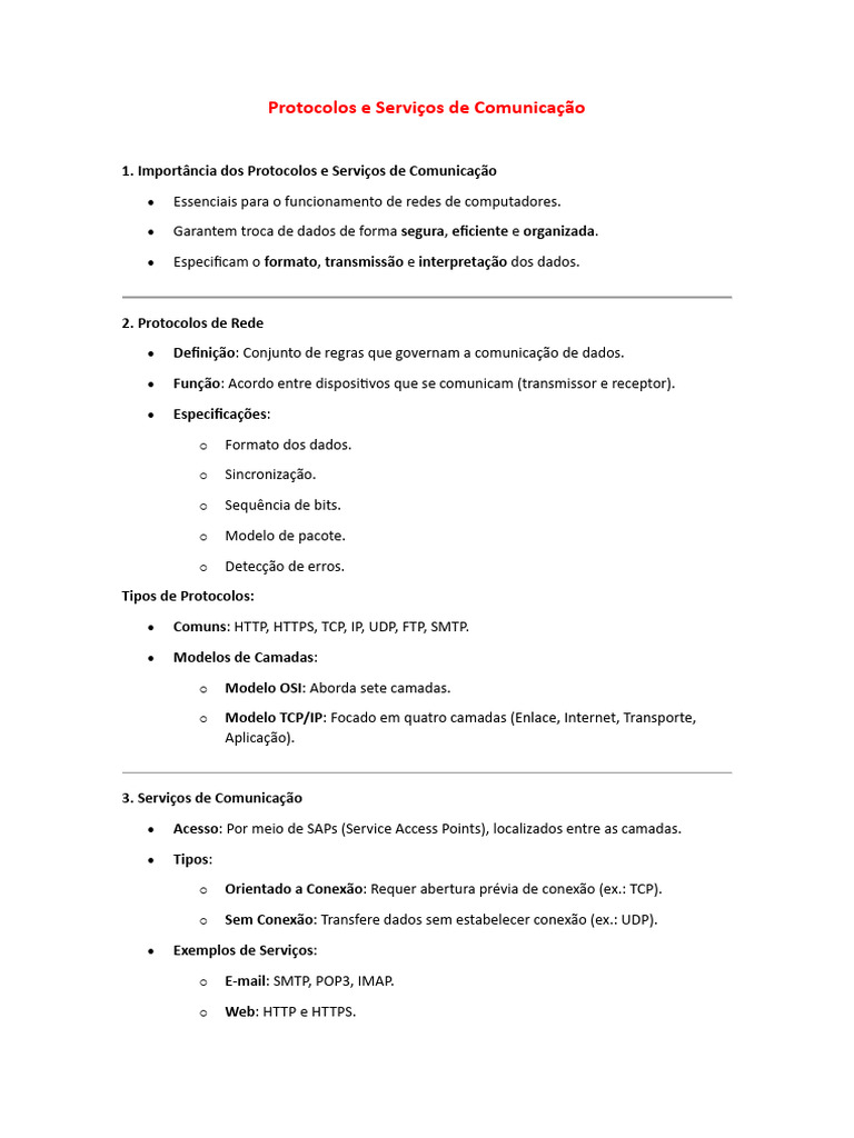 Protocolos e Serviços de Comunicação em Redes | PDF | Protocolo de ...
