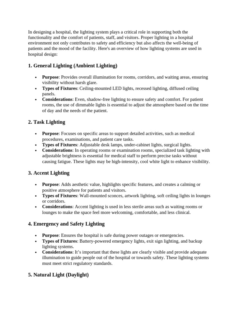 Visual Reference: Essential Hospital Lighting Design Guide Pdf Lighting