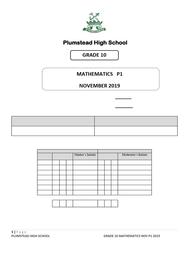 Grade 10 Mathematics Exam November 2019 | PDF | Interest | Mathematics