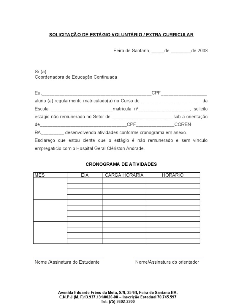 MODELO Oficio Solicitação de Estágio (1)