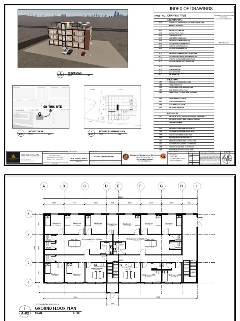 4-Storey Apartment Building Plans | PDF | Room | Roof