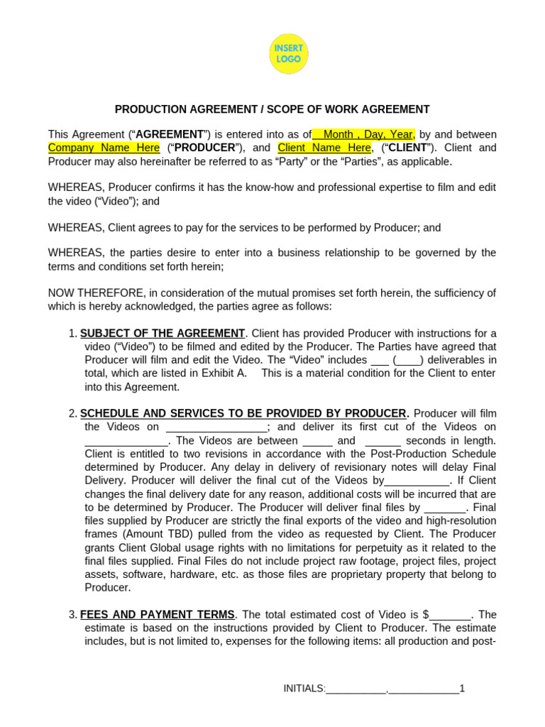Production Agreement - SOW | PDF | Legal Remedy | Legal Liability