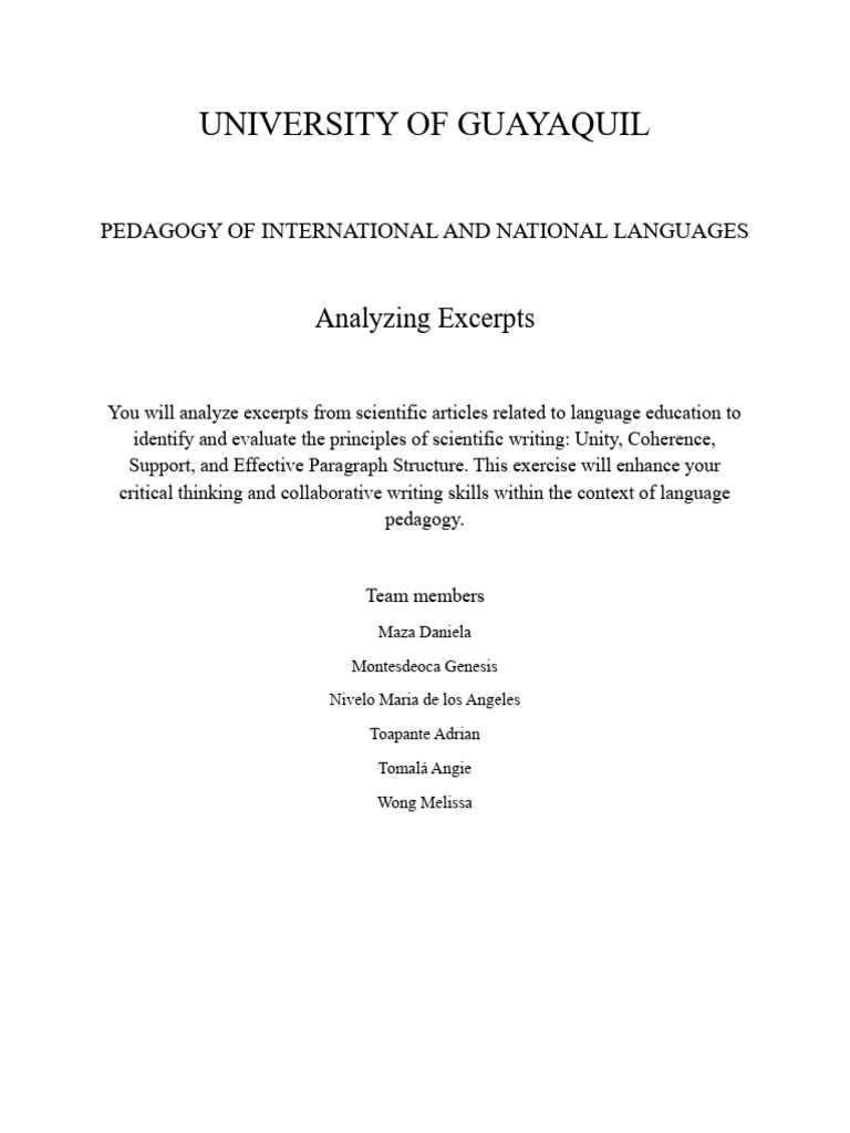 Analyzing Excerpts From Language Education Research Articles | PDF ...