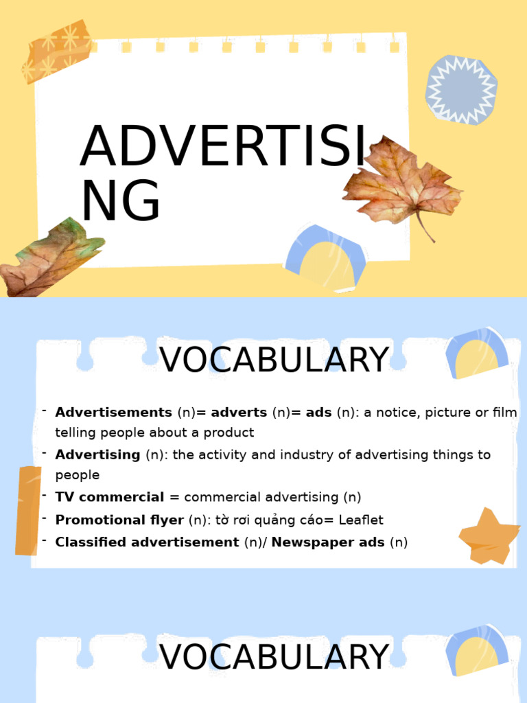 Speaking Vocab 1.advertising | PDF | Advertising | Marketing
