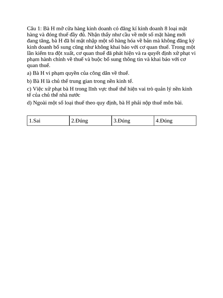 Đúng Sai (Test) | PDF
