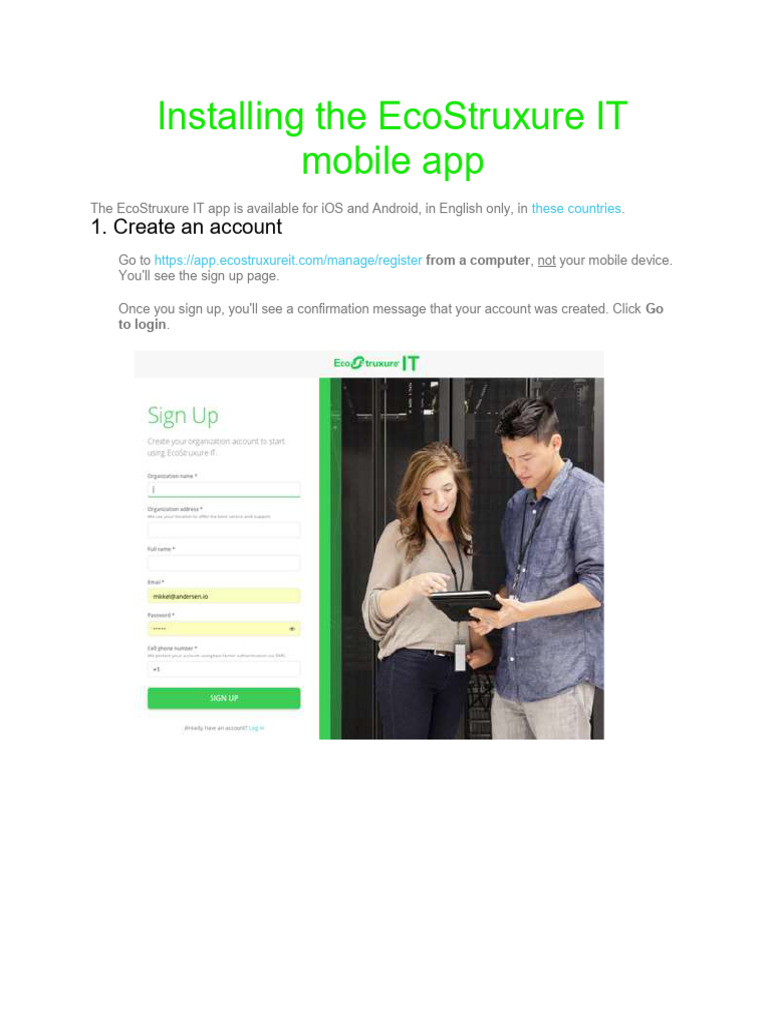 Installing The EcoStruxure IT Mobile App | PDF