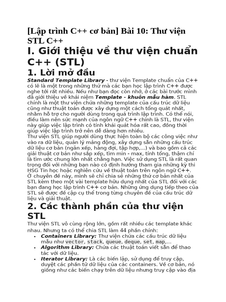 Bài 12. Thư Viện STL C++ | PDF