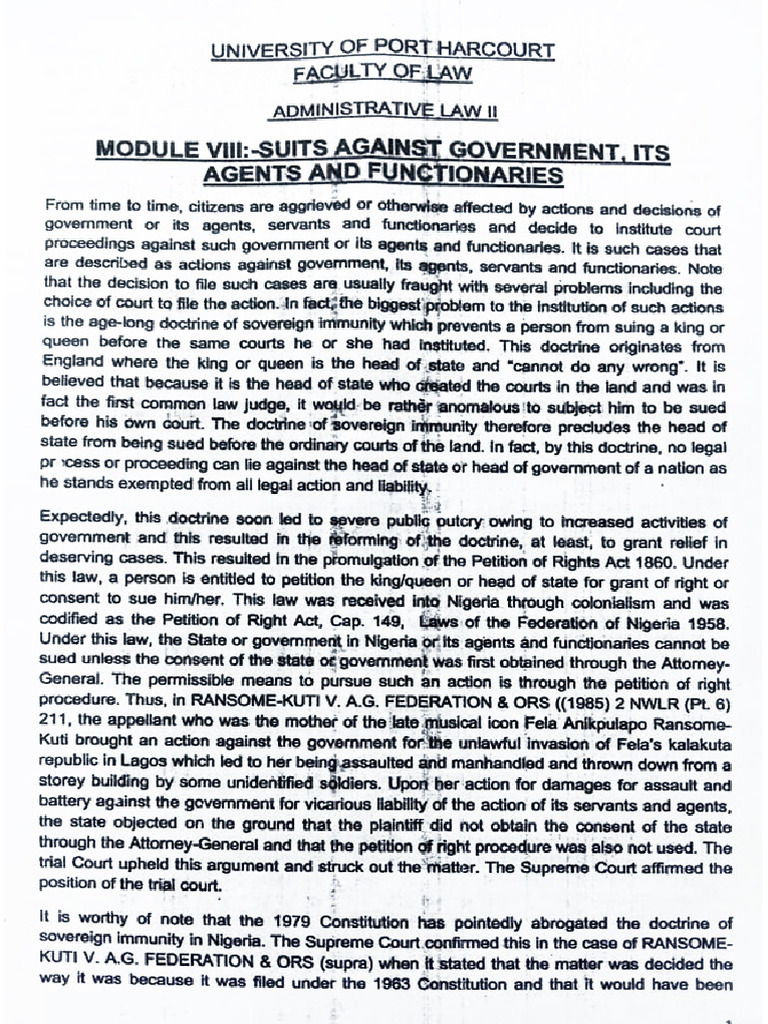 Suits Against Government, Its Agents and FUnctionaries | PDF