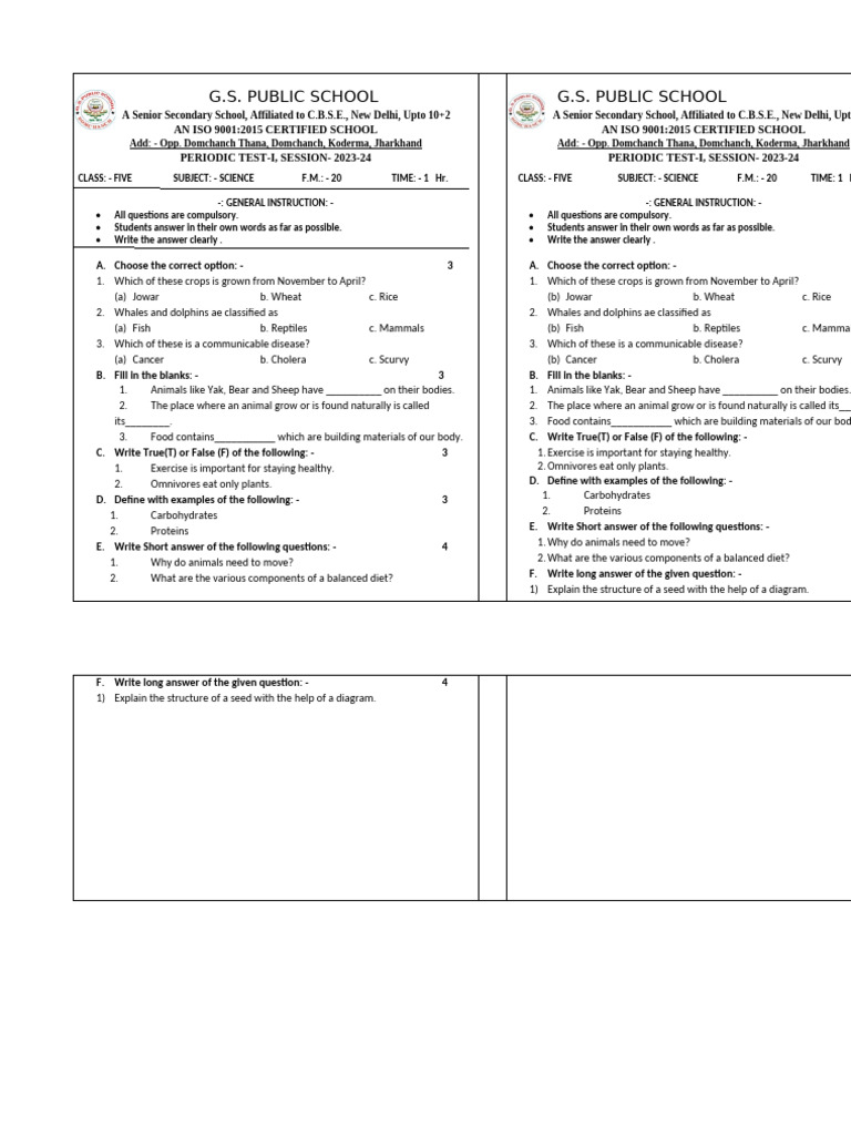 Class 5 science pdf foods diet nutrition 