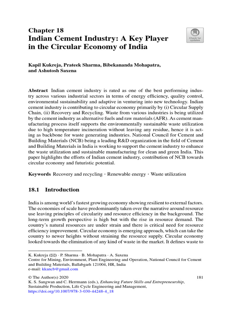 Indian Cement Industry & Circular Economy | PDF | Cement | Renewable Energy