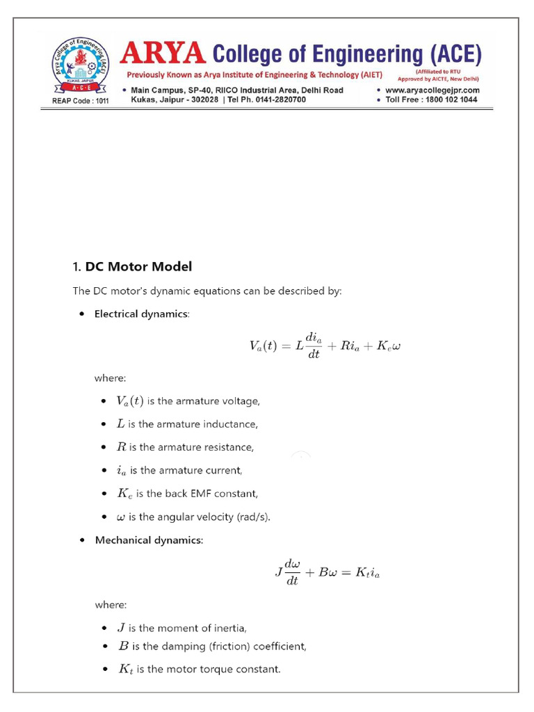 DC Motor Speed & Position Control in MATLAB | PDF | Control Theory ...