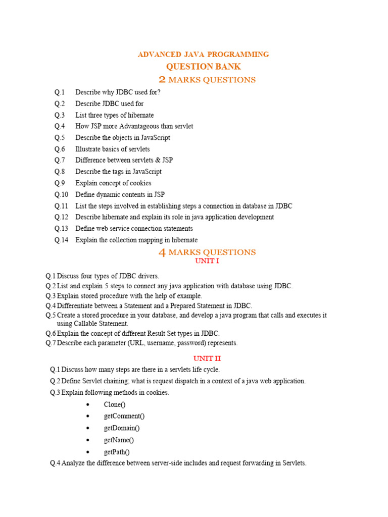 Advanced Java Programming Q&A Guide | PDF | Dynamic Web Page | Software ...