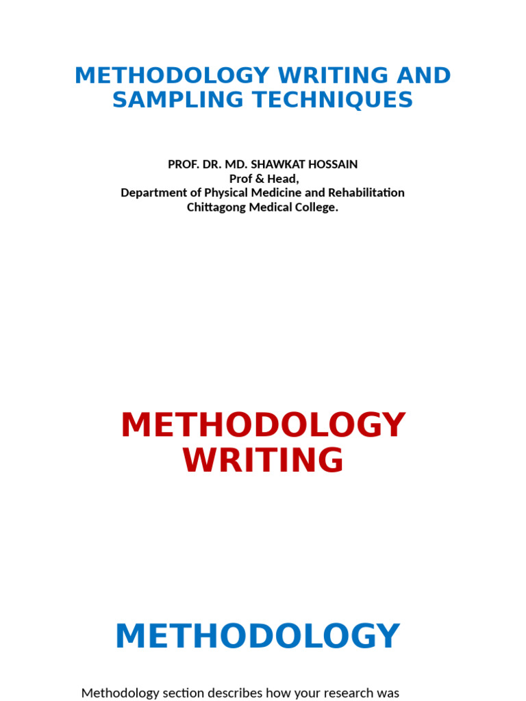 Research Methodology and Sampling Techniques | PDF | Methodology ...