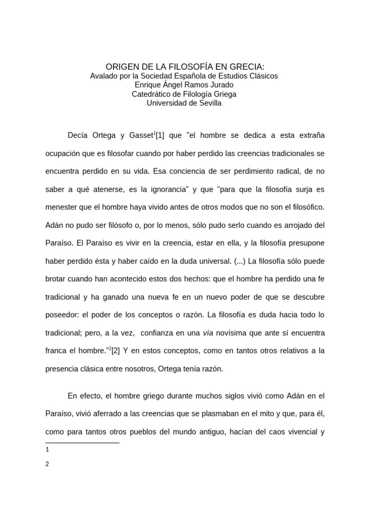 Origen de La Filosofia en Grecia | PDF | Filosofía griega antigua
