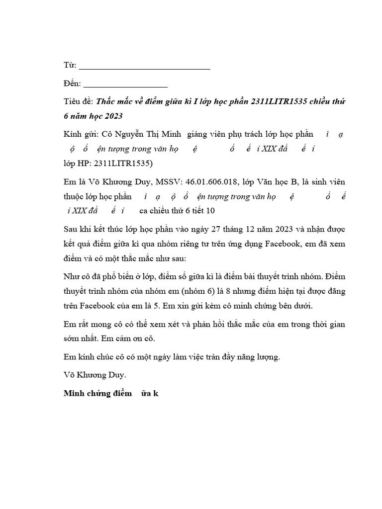 Võ Khương Duy - Mail Trao Đổi Công Việc | PDF