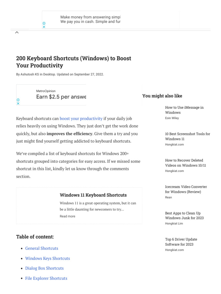 Boost Productivity with 200 Shortcuts | PDF | Computing Platforms ...
