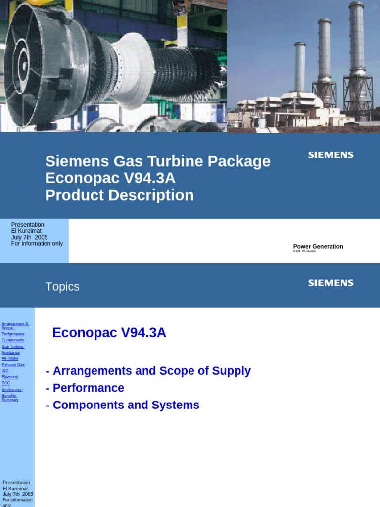 Siemens Econopac V94.3A Overview | PDF | Gas Turbine | Power Station