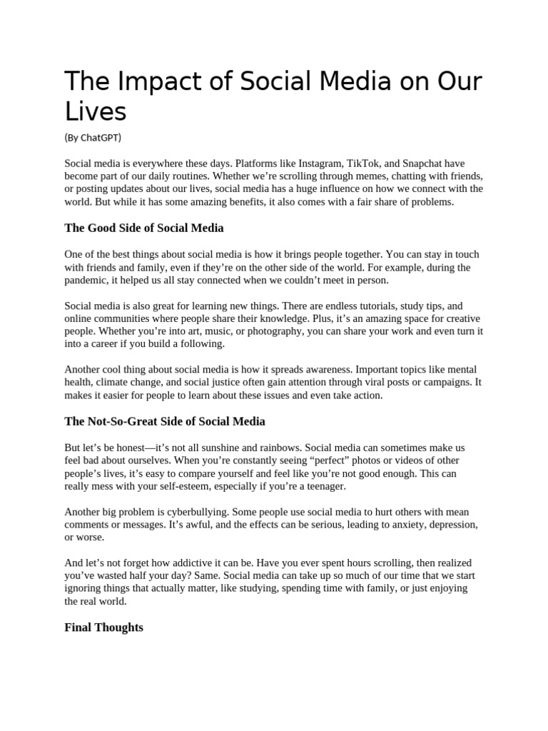 Social Media's Impact on Daily Life | PDF | Social Media | Popular ...