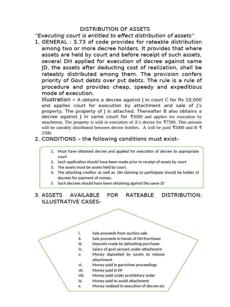 Asset Distribution Under Court Decrees | PDF