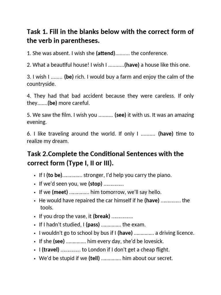 Homework If Condition Wish | PDF