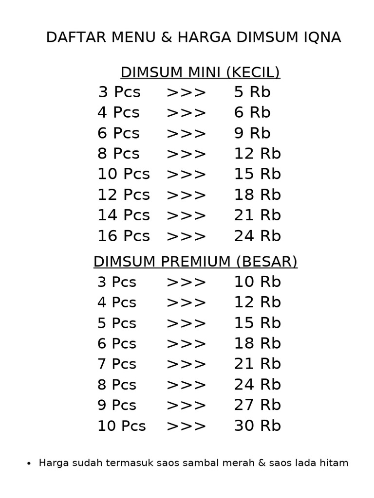 Daftar Menu | PDF