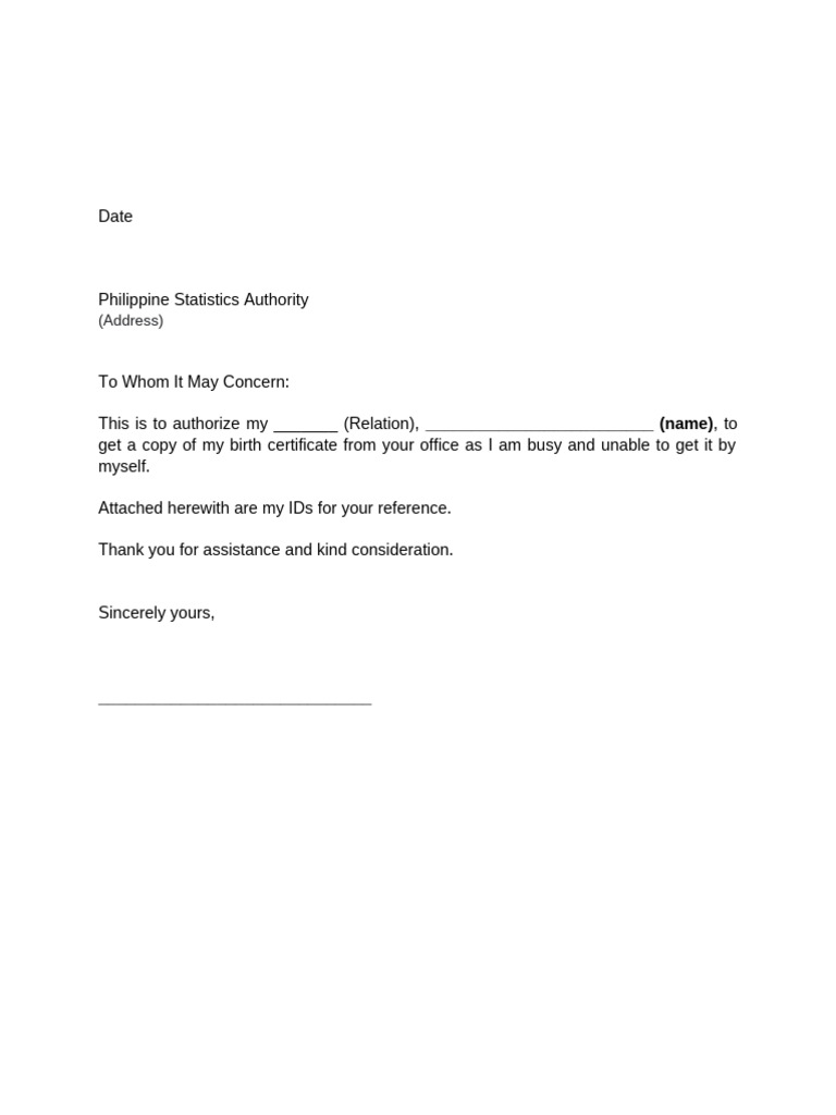 PSA Authorization Blank | PDF