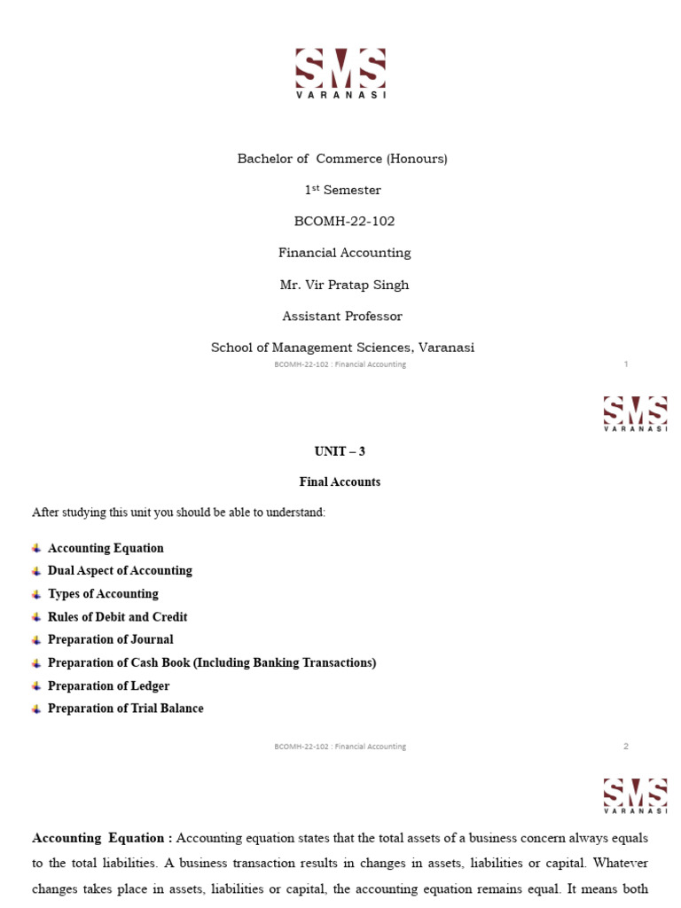 UNIT 3 | PDF | Debits And Credits | Financial Accounting