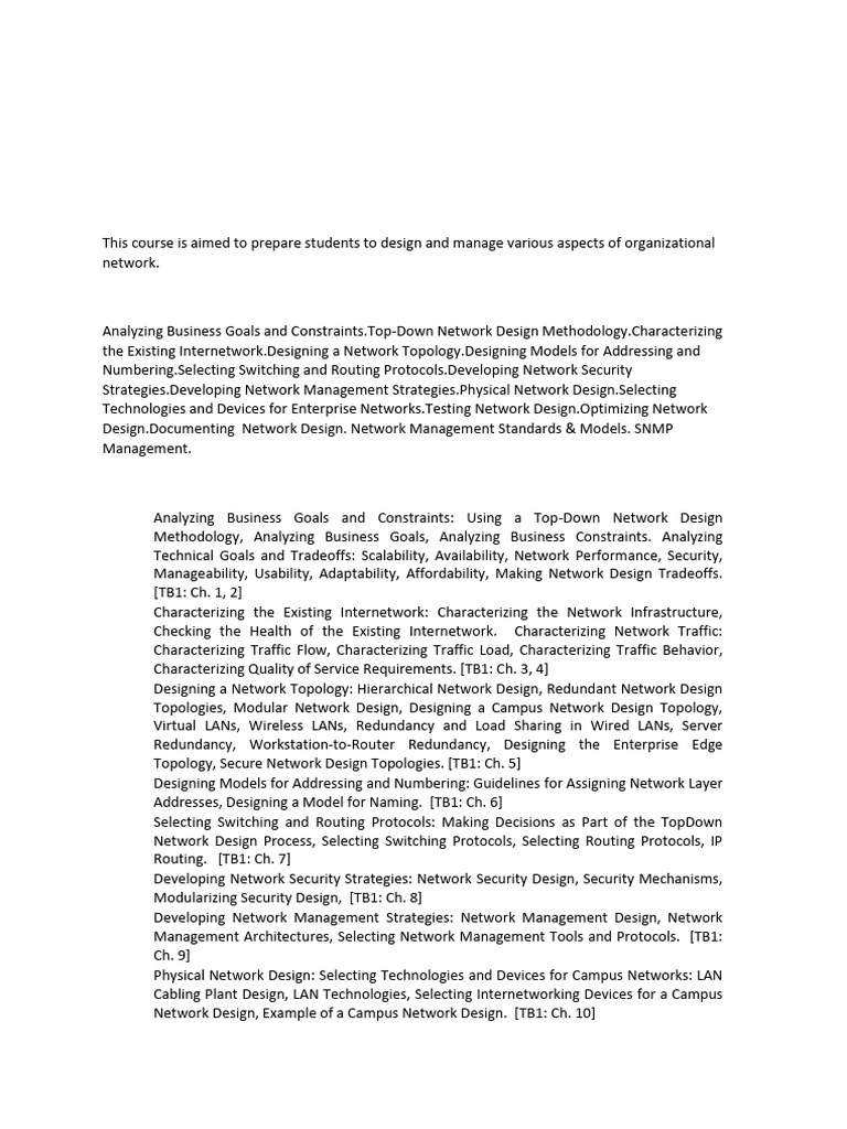 Network Design and Management Course | PDF | Computer Network | Network ...