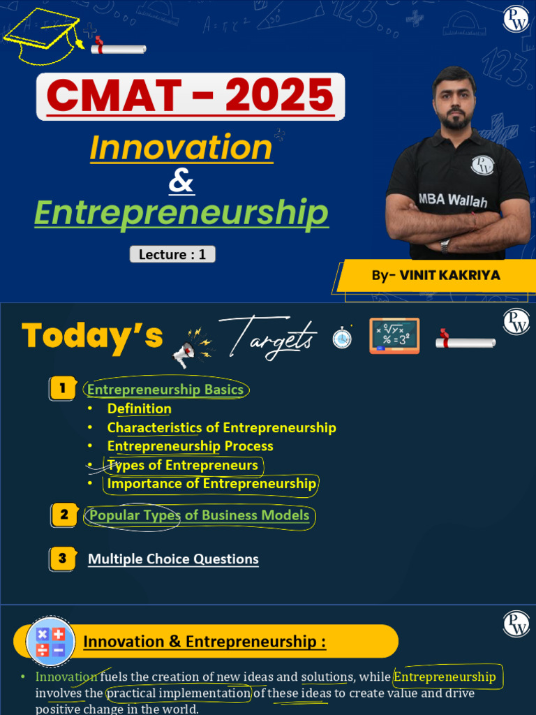 Entrepreneurship 01 - Class Notes - MBA-Top Up (OMETS) 2024 | PDF ...