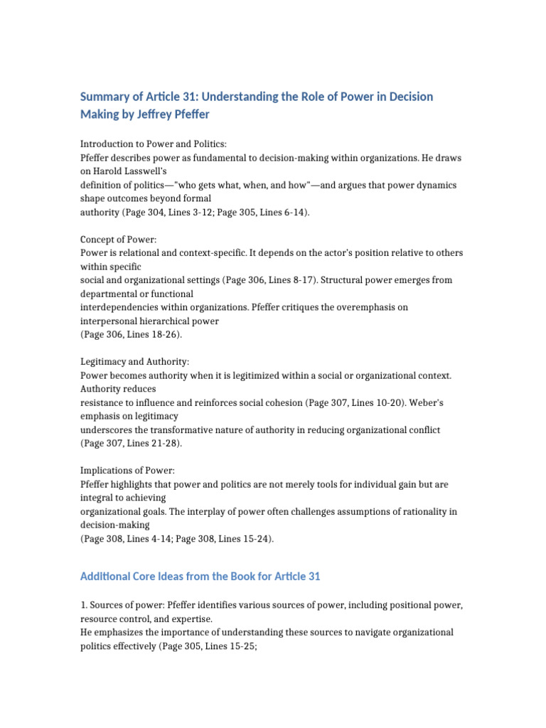 Power Dynamics in Decision-Making | PDF | Power (Social And Political ...