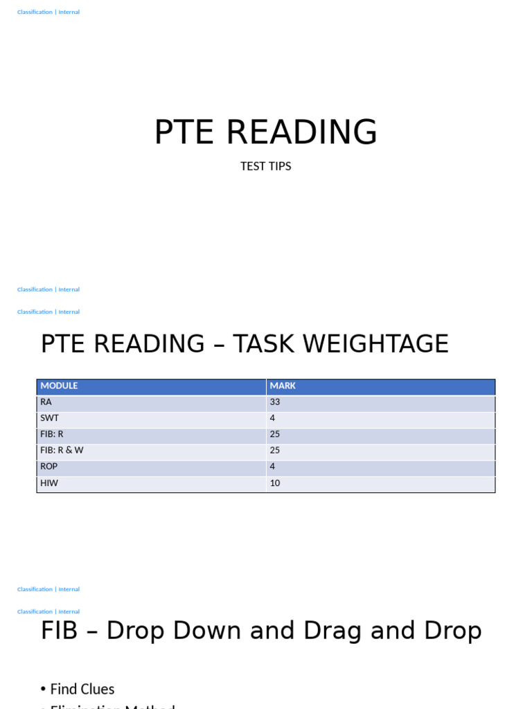 PTE Reading Test Preparation Tips | PDF | Grammar | Linguistic Morphology