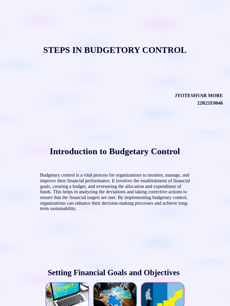 Steps in Budgetary Control Process | PDF | Goal | Expense