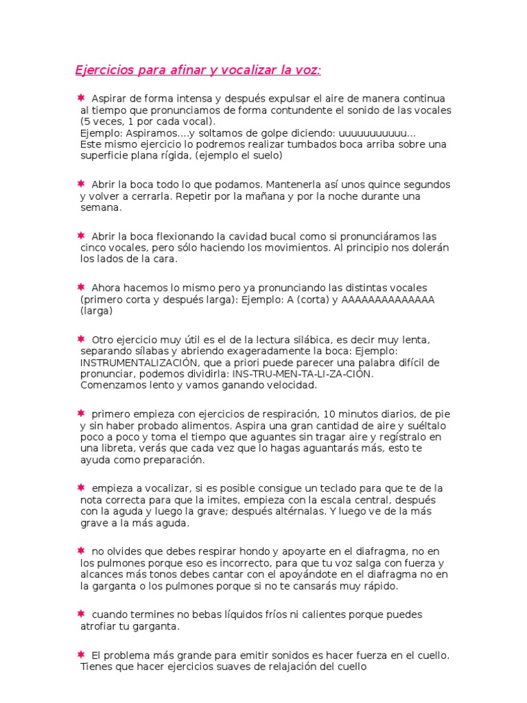 Ejercicios para Vocalizar y Afinar la Voz | PDF | Vocal | Naturaleza