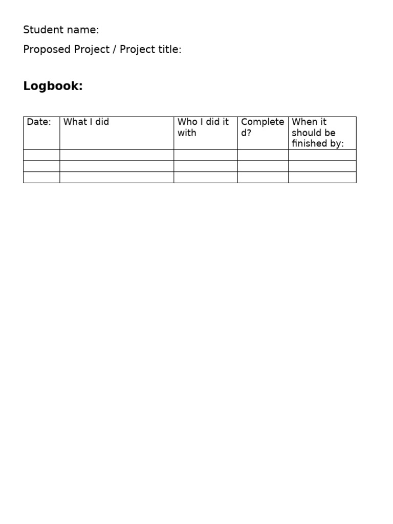 2025 Project Logbook Template | PDF