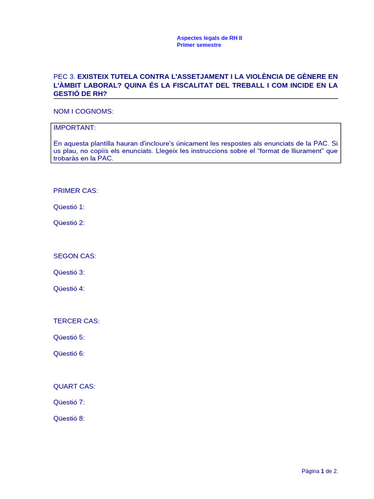 Plantilla Respostes PAC 3 ALRH II | PDF