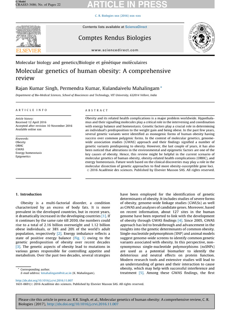 Molecular Genetics of Human Obesity | PDF | Leptin | Cell Signaling