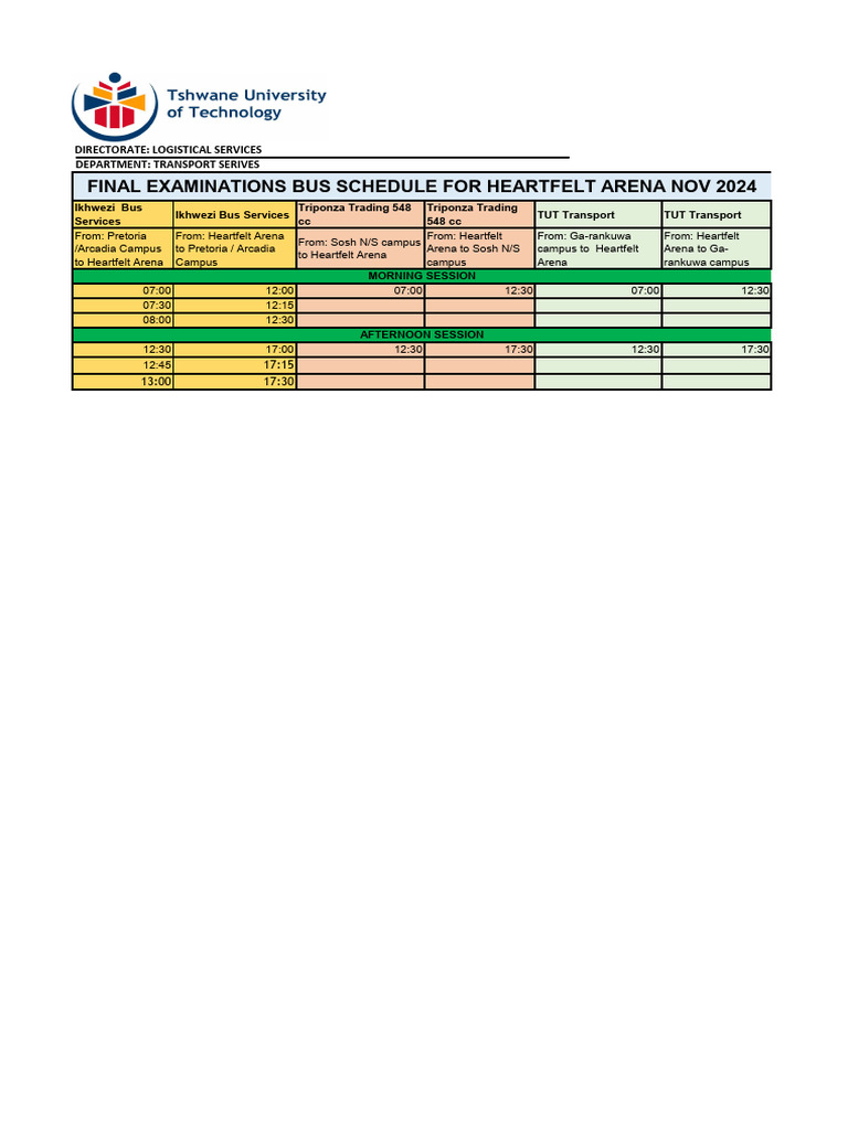 Bus Schedule | PDF