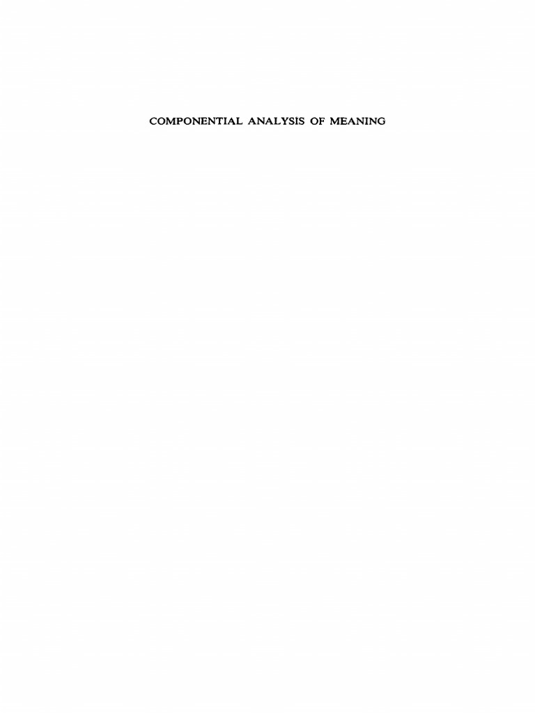 Componential Analysis of Meaning | PDF | Semantics | Phonology