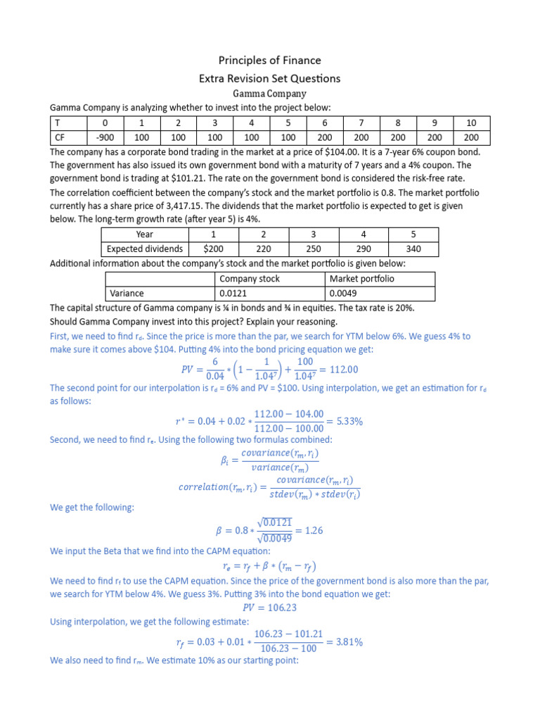 PoF Revision - Gamma Company Answer Guide | PDF | Net Present Value ...