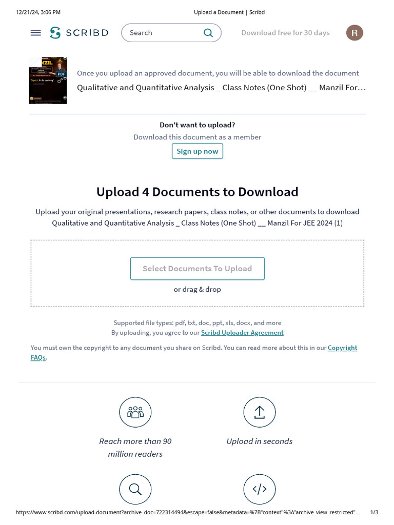 Upload A Document - Scribd | PDF | Scribd | Websites