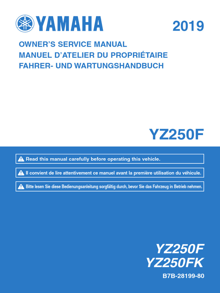 2019 YZ250F SERVICE MANUAL PDF visual data 2