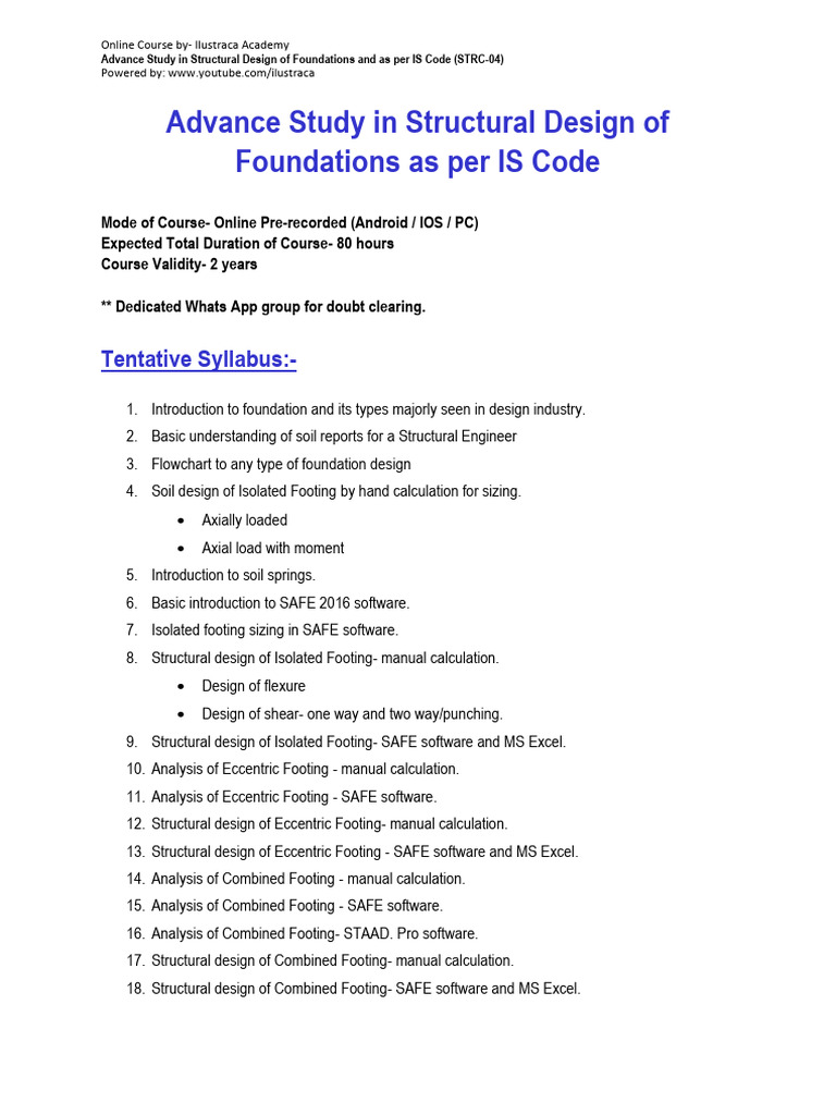 Course Syllabus - Structural Design of Foundations - 26970736 - 2024 ...