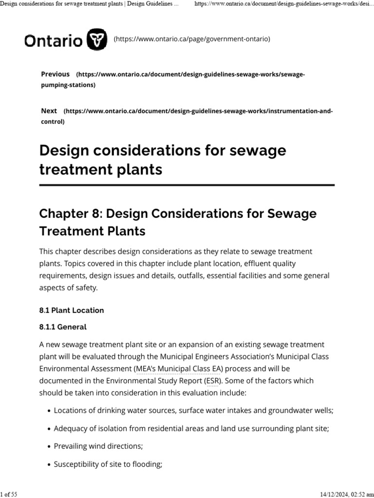 Sewage Treatment Plant Design Guidelines | PDF | Sewage Treatment | Sewage