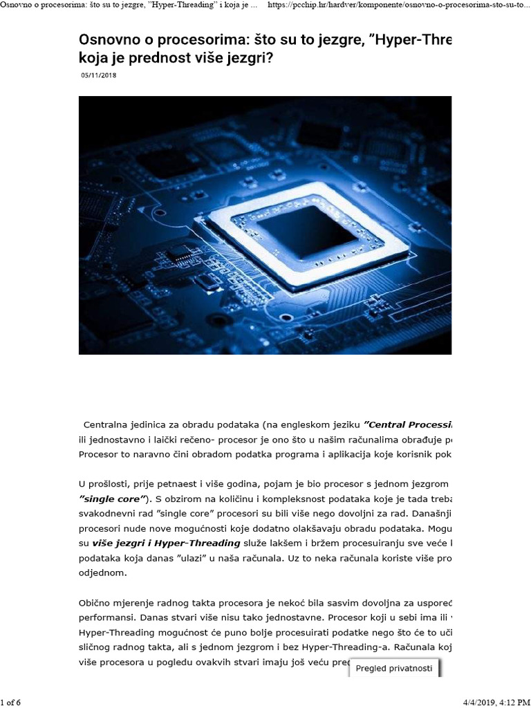 Hyper Threading Tehnologija | PDF